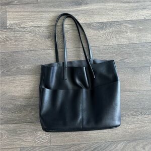 oak + fort black vegan leather tote bag